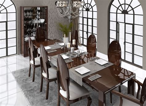 Luxurious Rectangular In Wood Fabric Seats Complete Dining