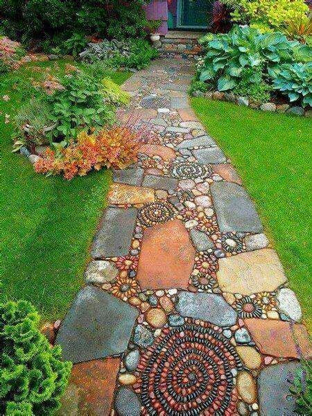 Mosaic Walkway Walkwaylandscaping Stone Garden Paths Backyard