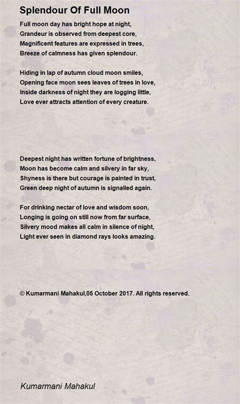 Splendour Of Full Moon Splendour Of Full Moon Poem By Kumarmani Mahakul