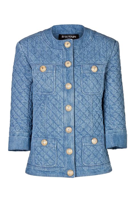 Quilted Denim Jacket From Balmain Luxury Fashion Online