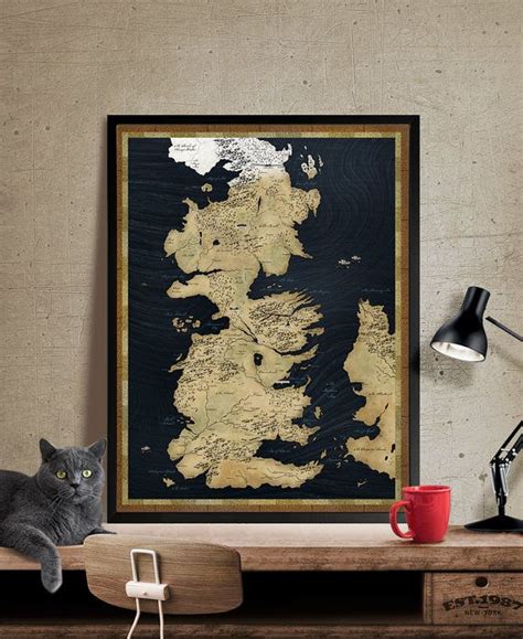 Game Of Thrones Map Westeros Map Large Map Vintage Map Map Print