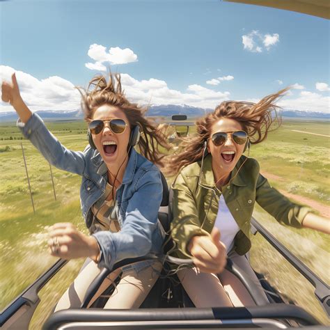 Premium Ai Image Two Girls In A Car With Their Hands Up Driving At Summer