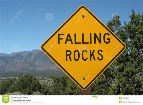 Falling Rocks Ahead Road Sign Stock Photography Image