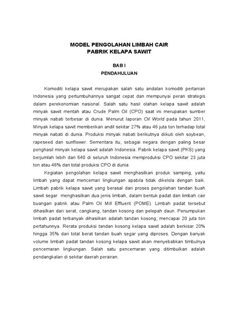 Pdf Model Pengolahan Limbah Cair Pabrik Kelapa Sawit Libre Dokumen Tips