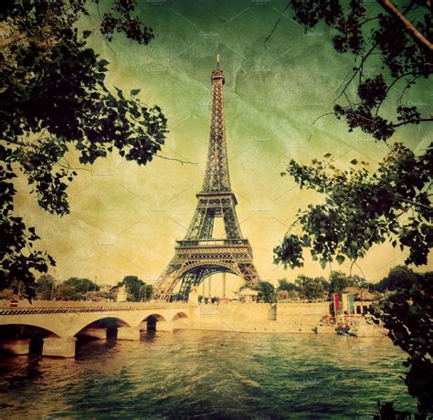 Eiffel Tower In Paris Vintage High Quality Architecture Stock Photos