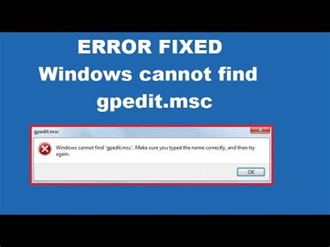 How To Fix Windows Cannot Find Gpedit Msc Error YouTube