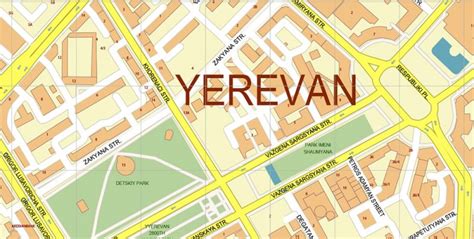 Yerevan Armenia Map Vector Exact High Detailed City Plan Editable Adobe