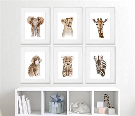 Baby Animal Framed Art Framed Nursery Prints Safari Etsy Safari