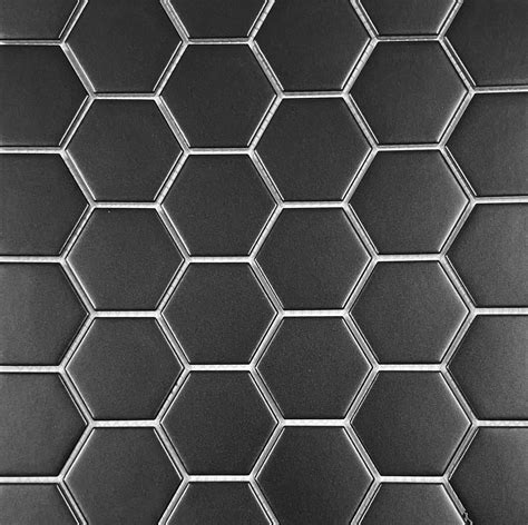 Glazed Porcelain Mosaics Black Hexagon 2 Matte Hexagon