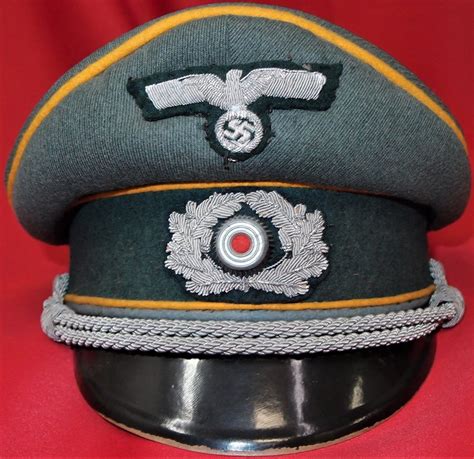 Ww2 Nazi Germany Army Cavalry Officer Peaked Cap Hat Jb