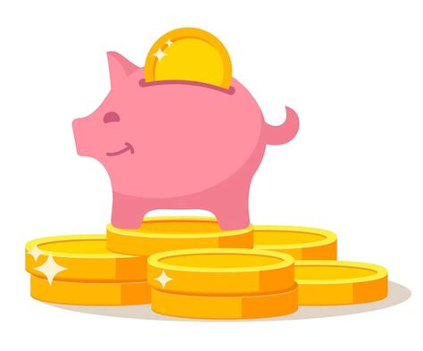 Premium Vector Piggy Bank Standing On Coins Stack Dollar Pink Pig
