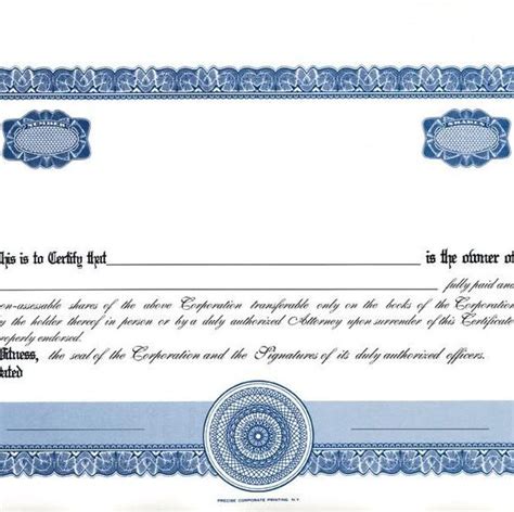 Blank Share Certificate Template Free 1 Templates Example