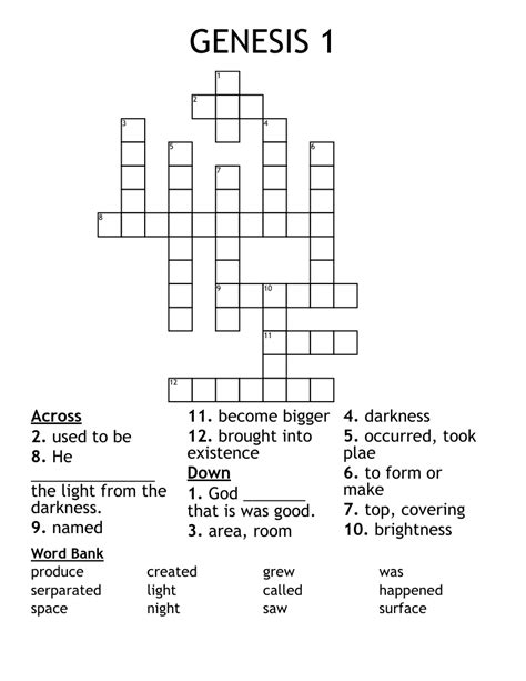 Genesis 1 Crossword Wordmint