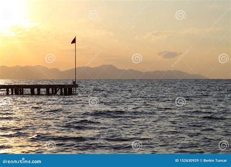 Seaside Town Of Turgutreis And Spectacular Sunsets Stock Image Image