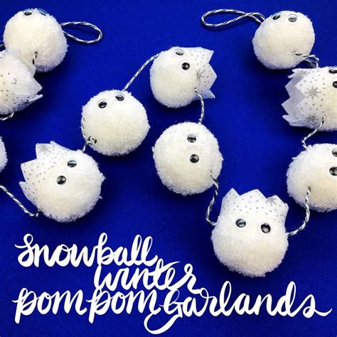 Snowball Garland Pom Pom Garland Snowball Pom Poms Winter Etsy In