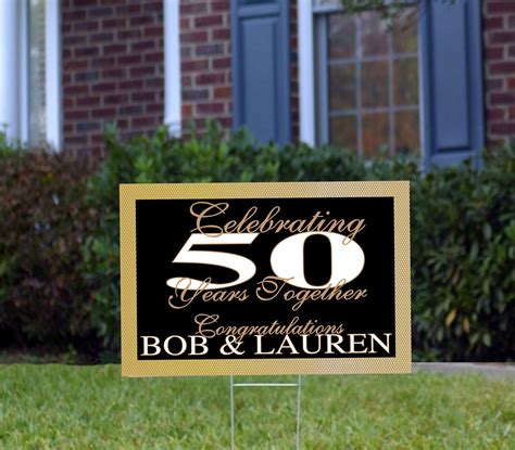 50th Anniversary Celebration Yard Sign Prints On White Etsy 50th