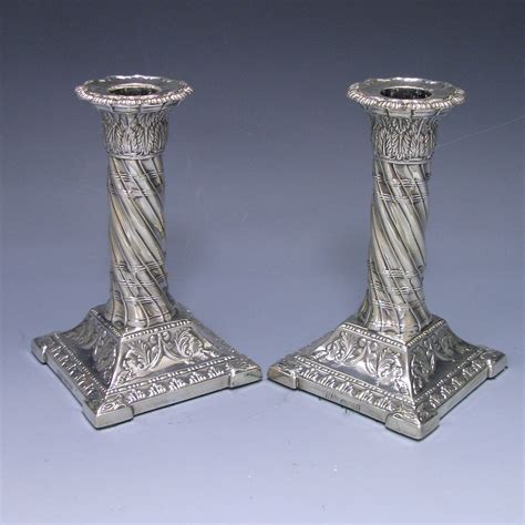 Pair Of Victorian Antique Silver Candlesticks Made In 1899 William