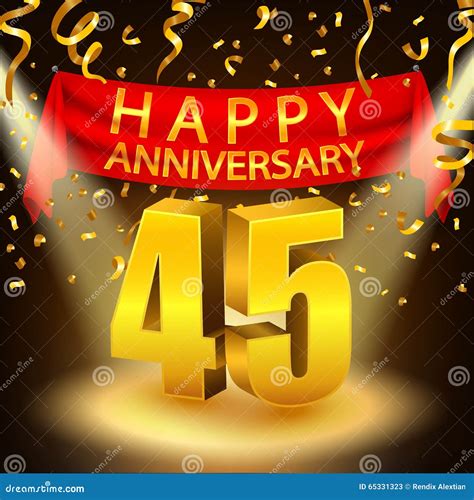 Happy 45th Anniversary Celebration With Golden Confetti And Spotlight