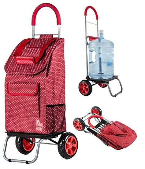 Trolley Dolly Red Pin Dot Shopping Grocery Foldable Cart Top Quality