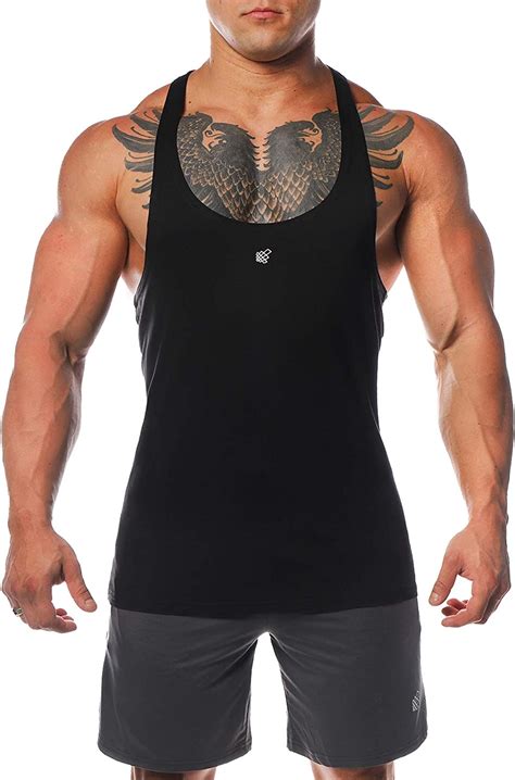 Jed North Men S Bodybuilding Stringer Gym Tank Top Singlet Racerback Black Amazon Ca Clothing