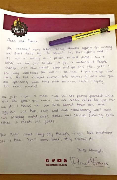 Planet Fitness Man Cancels Gym Membership With Hilarious Breakup Letter