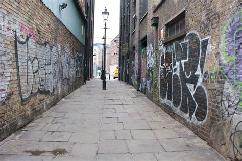 Alley Brick Walls Graffiti Lamppost London Street Street Art