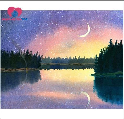5d Diamond Painting Crescent Moon Over The Lake Kit