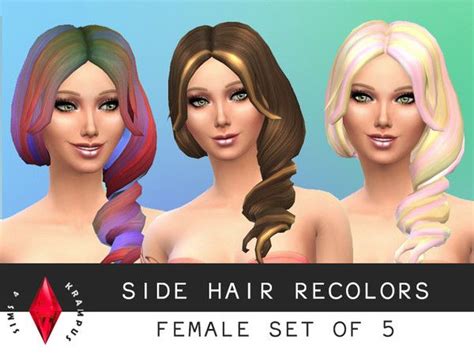 The Sims Resource Side Hair Recolors Set Of 5 • Sims 4 Downloads Sims