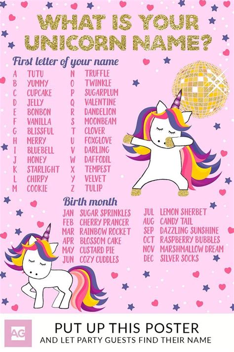 Find Your Unicorn Name Free Printable Printable Templates