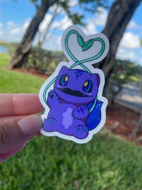 Unique Bulbasaur Sticker With Cute Purple Skin And Starry Eyes💜🔮 R