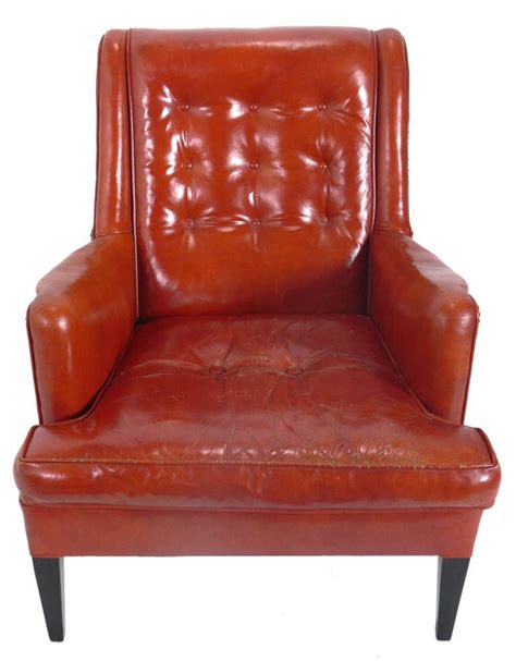 Our selection of orange leather dining chairs are going fast. Curvaceous 1940's Lounge Chair in Original Burnt Orange ...