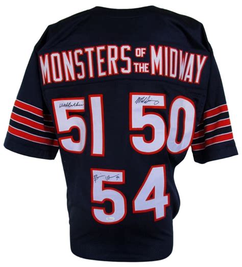 Brian Urlacher Mike Singletary And Dick Butkus Signed Monsters Of The Midway Bears Jersey Jsa