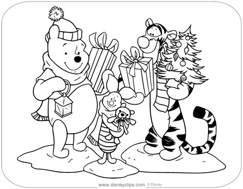 Disney Christmas Coloring Pages To Print Free : Winnie The Pooh