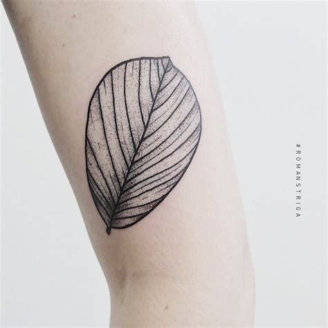 Black And Grey Leaf Tattoo