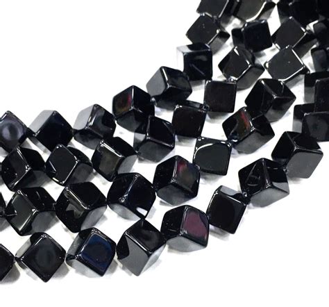 Natural Black Onyx Beads 10x10mm Cube Shape Loose Gemstone Etsy