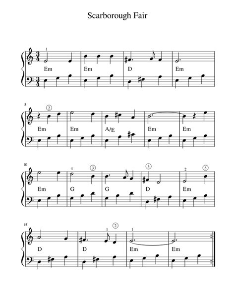 Scarborough Fair Sheet Music For Piano Download Free In Pdf Or Midi