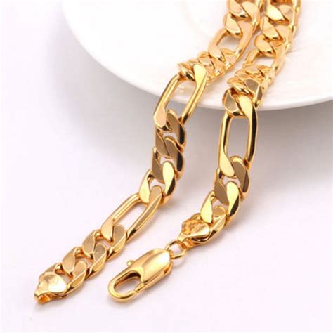 Buy Mens Solid 18k Gold Filled Flat Cuban Link Chain