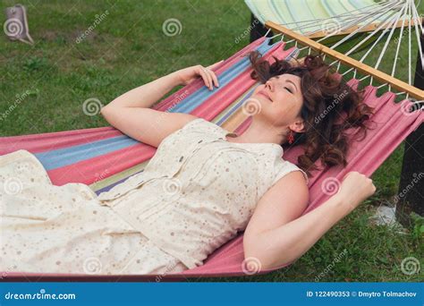 Beautiful Woman Resting In A Hammock Stock Image Image Of Caucasian