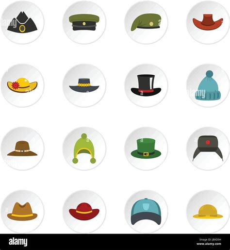 Headdress Hat Icons Set In Flat Style Stock Vector Image And Art Alamy