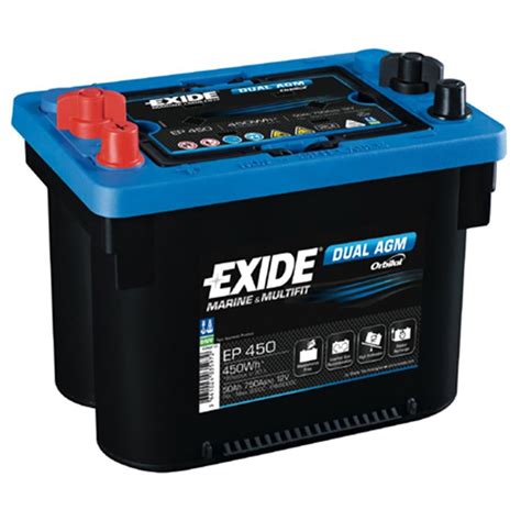 Exide Ep450 Dual Agm Marine And Leisure Battery 2 Year Guarantee For
