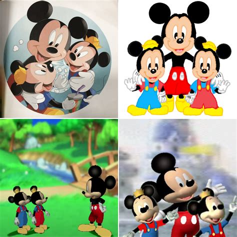 mickey mouse with his twin nephews morty and ferdie mickey and friends fan art 44019829