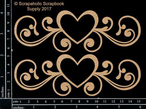 Heart Scroll Set Scrapaholics Wholesale Laser Cut Chipboard Designs
