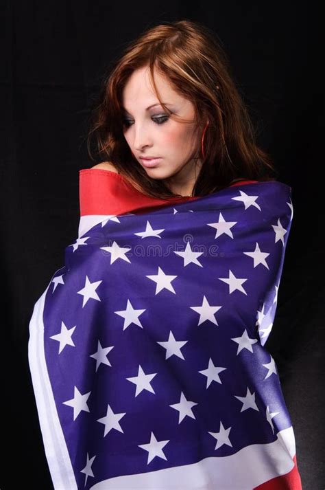 girl with american flag stock image image of posing 23044273