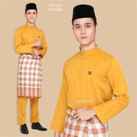 Baju Melayu Kuning Mustard Baju Melayu Tailored Fit Laguna Yellow Tf51 Butik Bulan Bintang