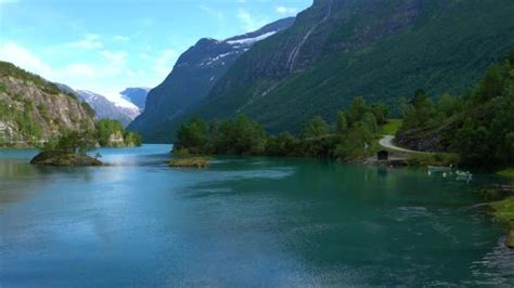 Beautiful Nature Norway Lovatnet Lake Stock Footage Videohive