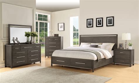 King bed & 2 nightstands dimensions: Katy Grey Modern Queen Storage Bedroom | The Dump Luxe ...