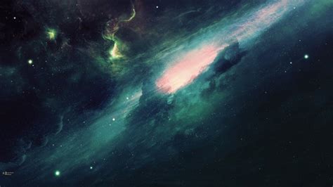 Download 1920x1080 Nebula Stars Galaxy Universe Green