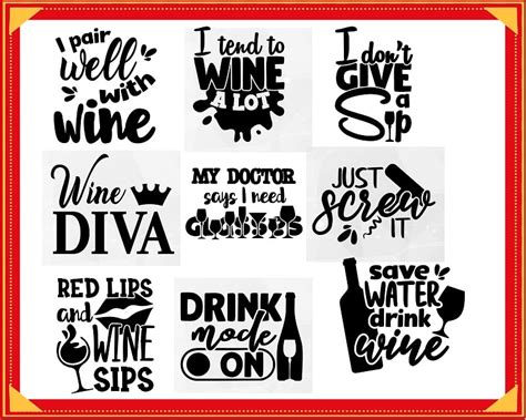 Bundle 30 Wine Svg Bundle Funny Wine Vectors Cut File Clipart Printable Vector Commercial