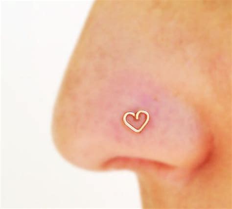Tiny Nose Stud Tiny Heart Nose Stud Gold Nose Ring Heart Tragus