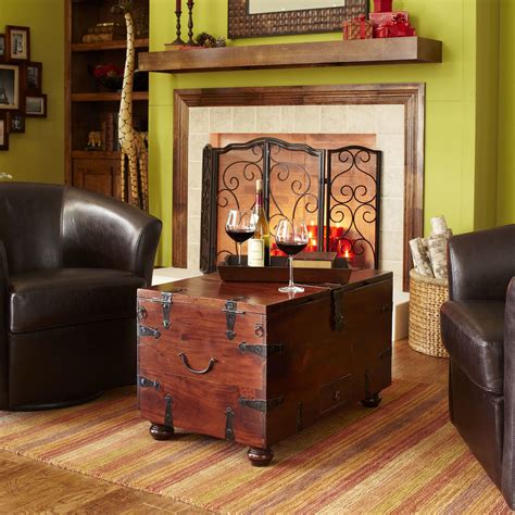 Coffee tables serve several purposes; Ridgeway Trunk with Wine Storage | Living room coffee ...